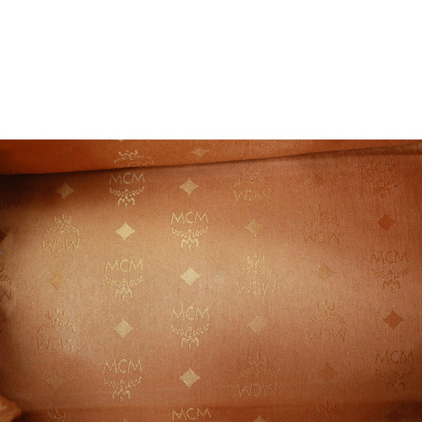 MCM Heritage Monogram Visetos Canvas Boston Bag Cognac