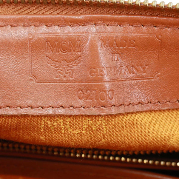 MCM Heritage Monogram Visetos Canvas Boston Bag Cognac