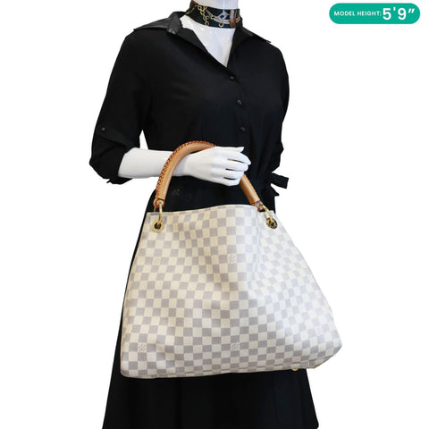 LOUIS VUITTON Artsy MM Damier Azur Hobo Bag White