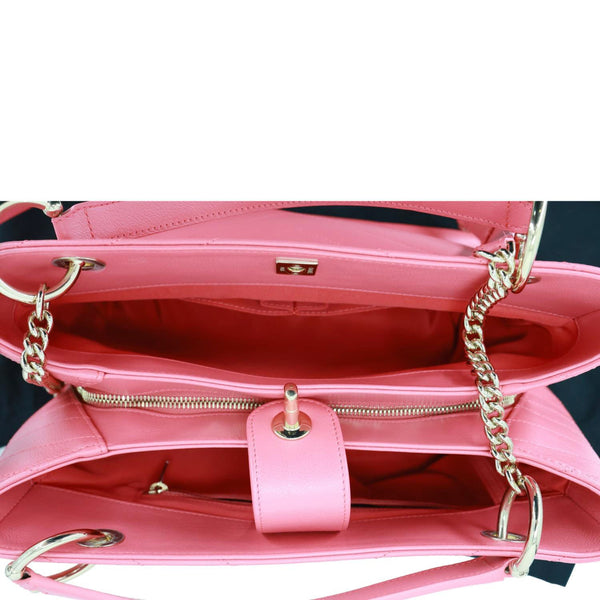 CHANEL Stitched Chevron Calfskin Leather Chic Shopping Tote Bag Pink