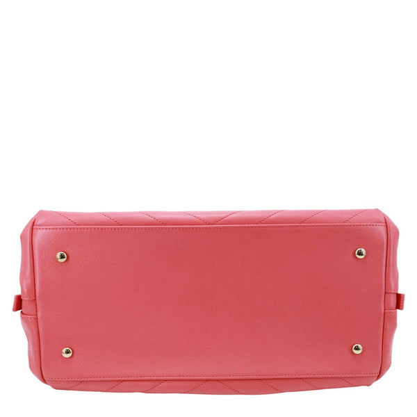 CHANEL Stitched Chevron Calfskin Leather Chic Shopping Tote Bag Pink