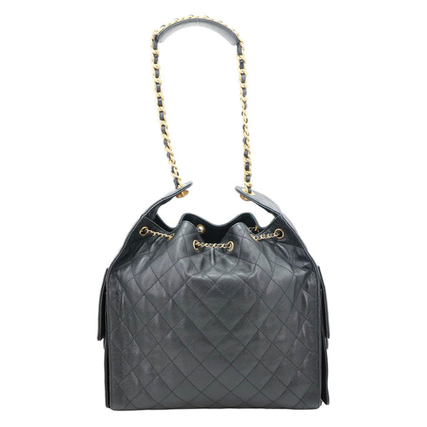CHANEL 25 Medium Quilted Caviar Leather Shoulder Bag Black