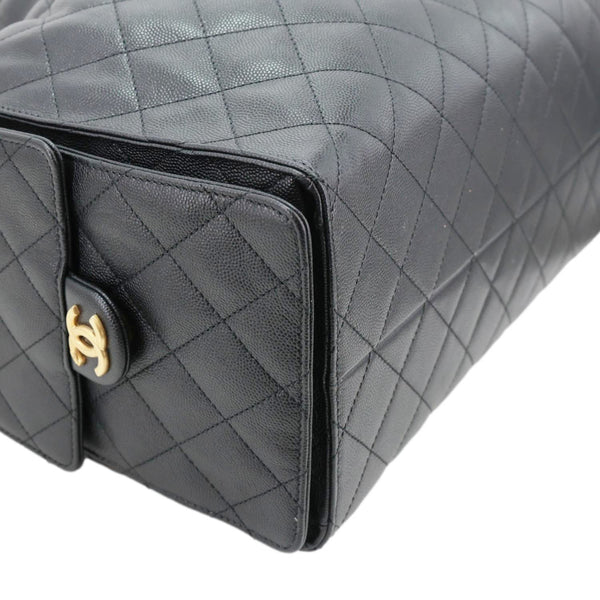 CHANEL 25 Medium Quilted Caviar Leather Shoulder Bag Black