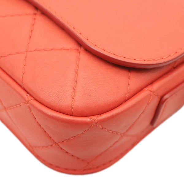 CHANEL Multi Pouching Flap Quilted Calfskin Leather Crossbody Bag Orange