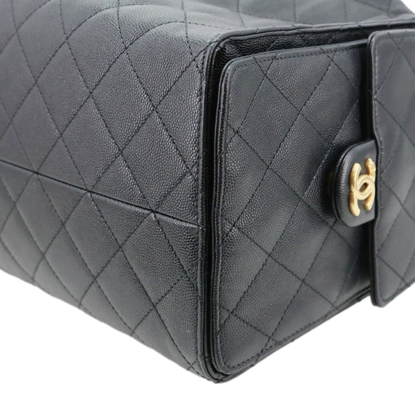 CHANEL 25 Medium Quilted Caviar Leather Shoulder Bag Black