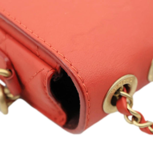 CHANEL Multi Pouching Flap Quilted Calfskin Leather Crossbody Bag Orange