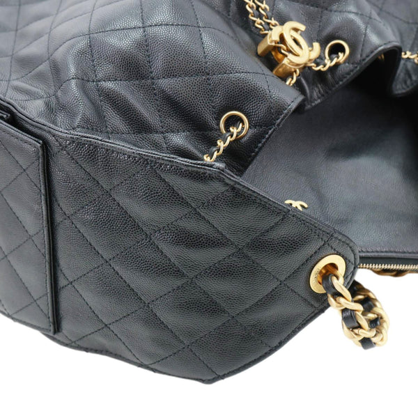CHANEL 25 Medium Quilted Caviar Leather Shoulder Bag Black