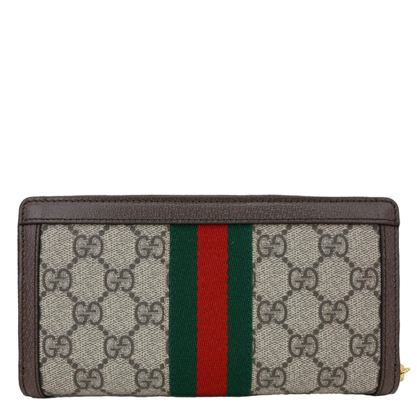 GUCCI Ophidia GG Supreme Canvas Zip Around Wallet Beige 523154