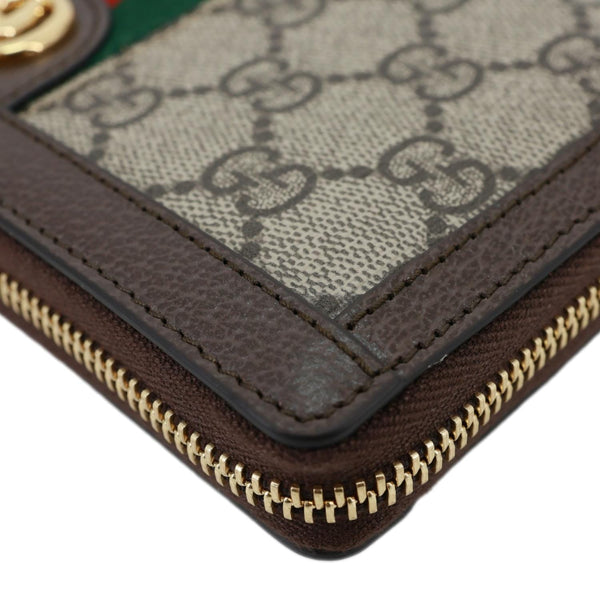 GUCCI Ophidia GG Supreme Canvas Zip Around Wallet Beige 523154