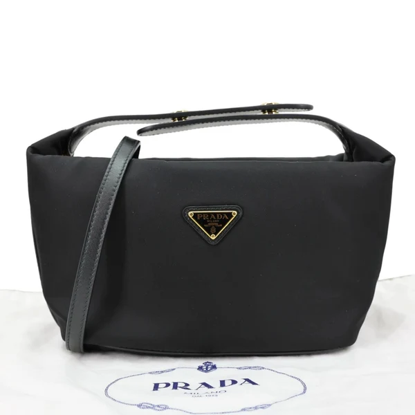 PRADA Cherie Mini Re Nylon Shoulder Bag Black
