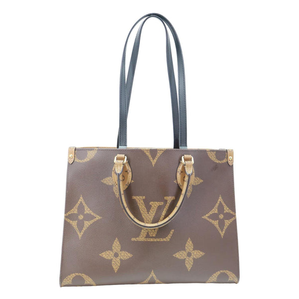 LOUIS VUITTON Onthego MM Reverse Monogram Giant Canvas Tote Bag Brown