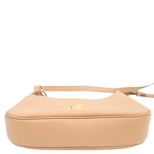 VERSACE La Medusa Medium Pebbled Leather Hobo Crossbody Bag Brown