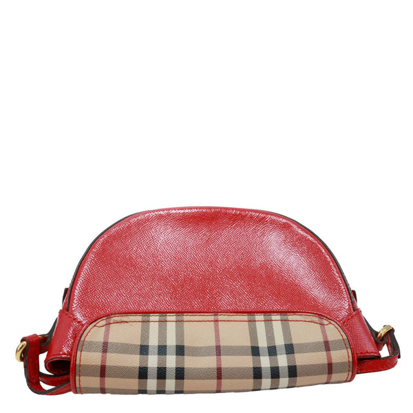 BURBERRY Maydown Haymarket Check Leather Crossbody Bag Red