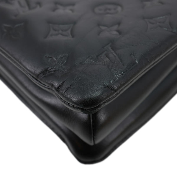LOUIS VUITTON Coussin MM Monogram Embossed Leather Shoulder Bag Black
