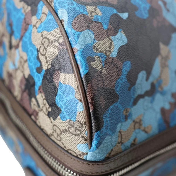 GUCCI Large Marbled GG Canvas Duffle Bag Blue 834458