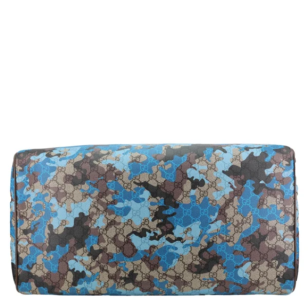 GUCCI Large Marbled GG Canvas Duffle Bag Blue 834458