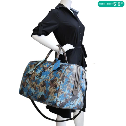 GUCCI Large Marbled GG Canvas Duffle Bag Blue 834458