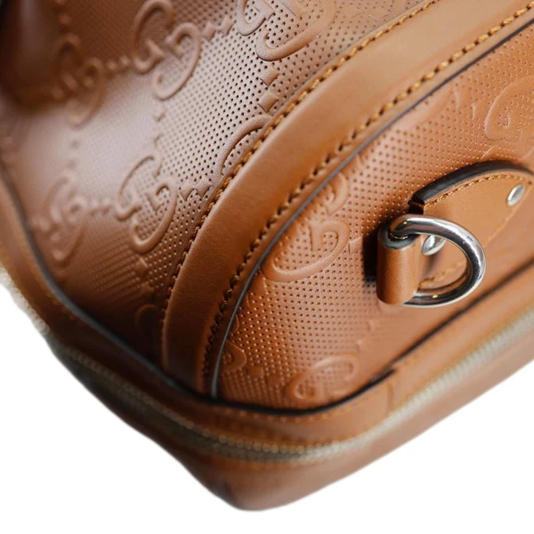 GUCCI GG Tennis Calfskin Embossed Leather Duffle Bag Brown 725329