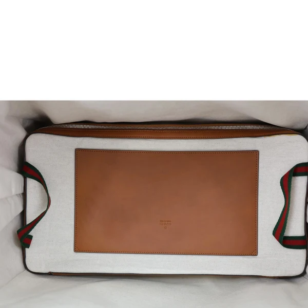 GUCCI GG Tennis Calfskin Embossed Leather Duffle Bag Brown 725329