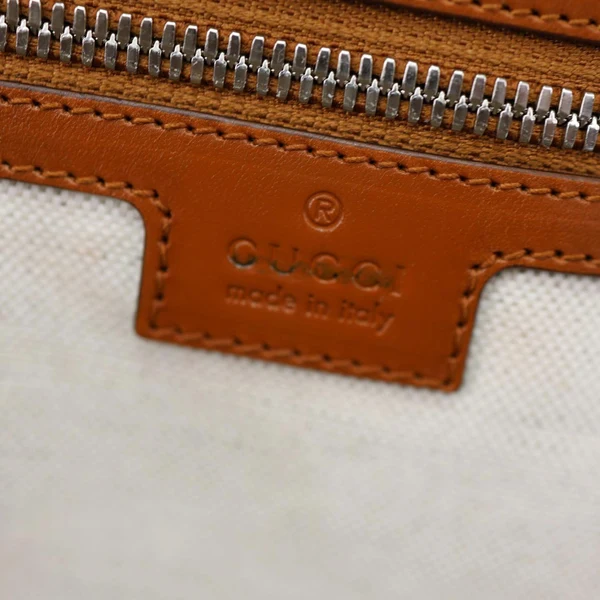 GUCCI GG Tennis Calfskin Embossed Leather Duffle Bag Brown 725329
