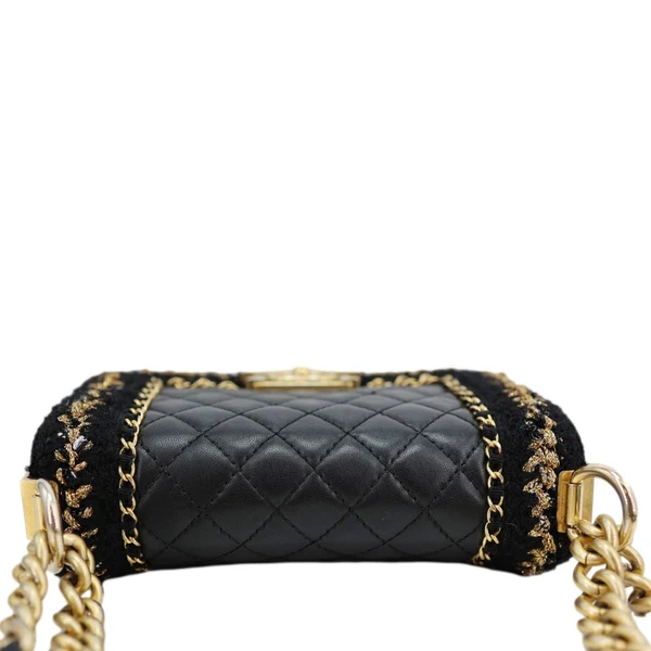 CHANEL Boy Flap Braided Jacket Tweed Crossbody Bag Black