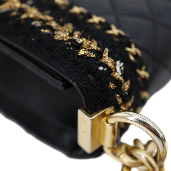 CHANEL Boy Flap Braided Jacket Tweed Crossbody Bag Black