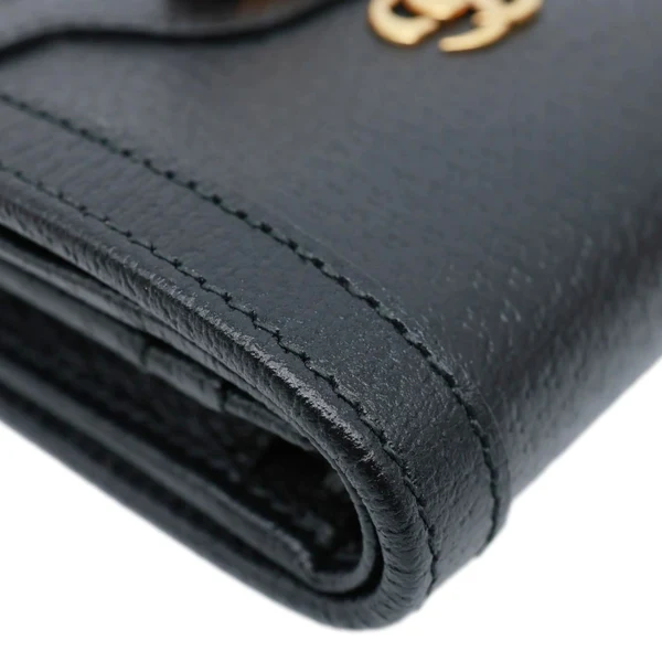 GUCCI Diana Small Bamboo Leather Card Case Wallet Black 658244
