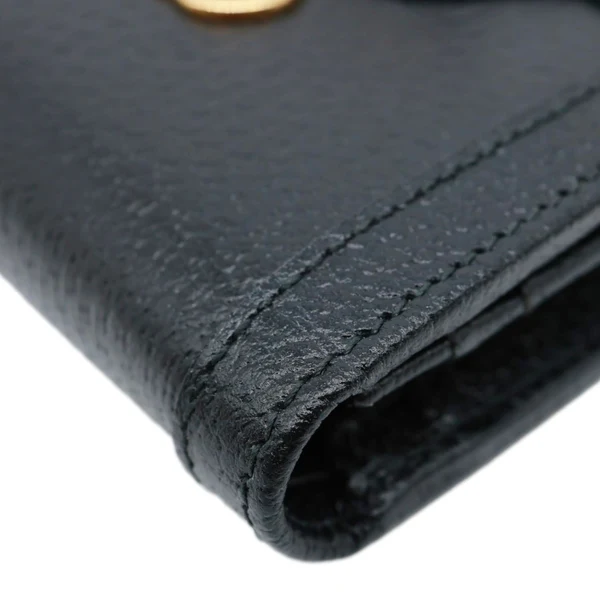 GUCCI Diana Small Bamboo Leather Card Case Wallet Black 658244