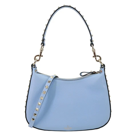 VALENTINO Garavani Rockstud Leather Hobo Bag Blue