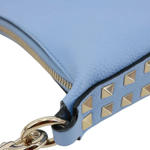 VALENTINO Garavani Rockstud Leather Hobo Bag Blue