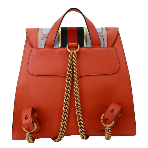 GUCCI Web Heart GG Marmont Leather Backpack Orange 432265