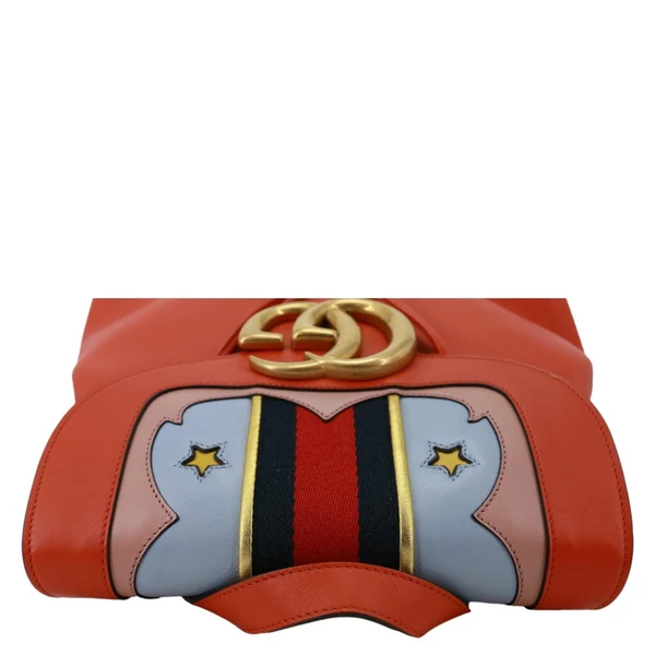 GUCCI Web Heart GG Marmont Leather Backpack Orange 432265