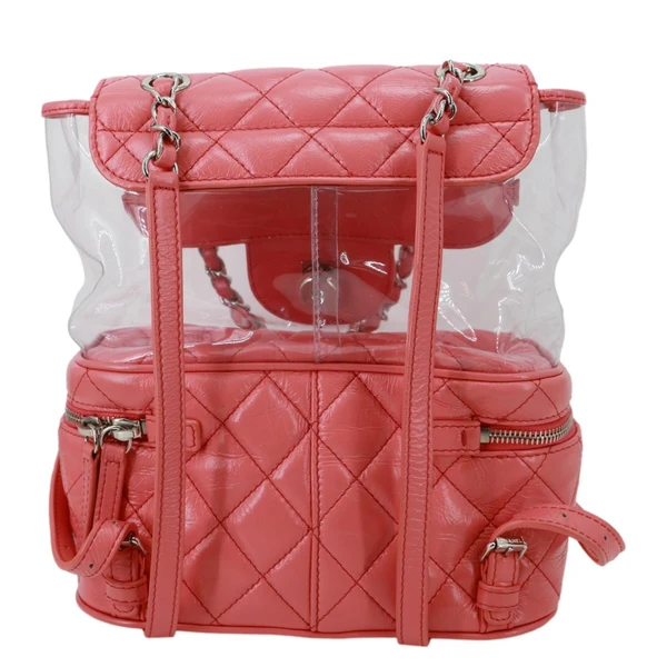 CHANEL Crumpled Quilted Calfskin PVC Backpack Pink