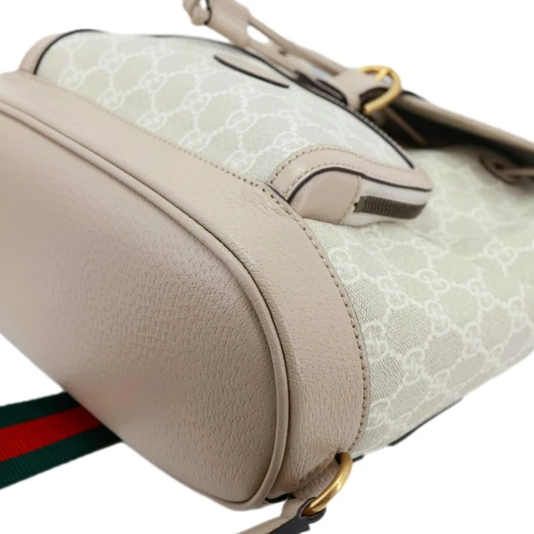GUCCI Flap Interlocking G Patch GG Supreme Canvas Drawstring Backpack Off White 674147