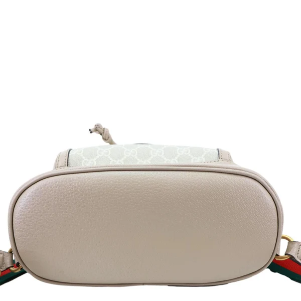 GUCCI Flap Interlocking G Patch GG Supreme Canvas Drawstring Backpack Off White 674147