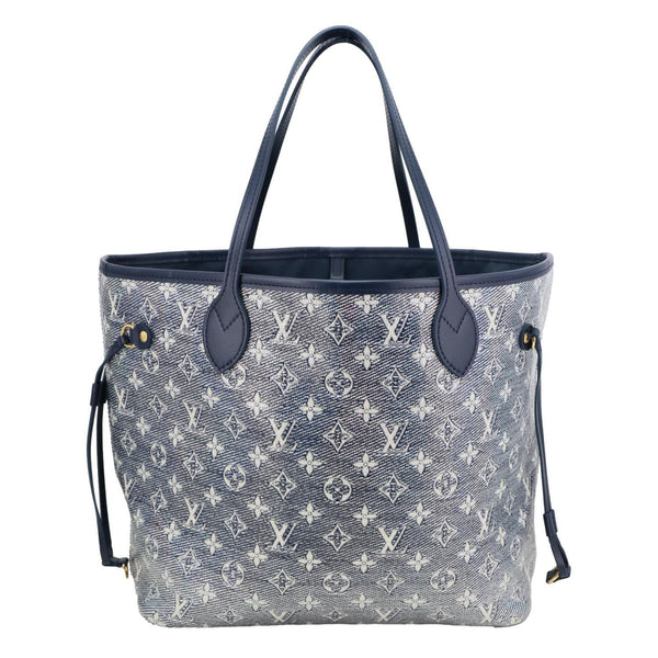 LOUIS VUITTON Neverfull MM Monoglam Jacquard Tote Bag Navy Blue