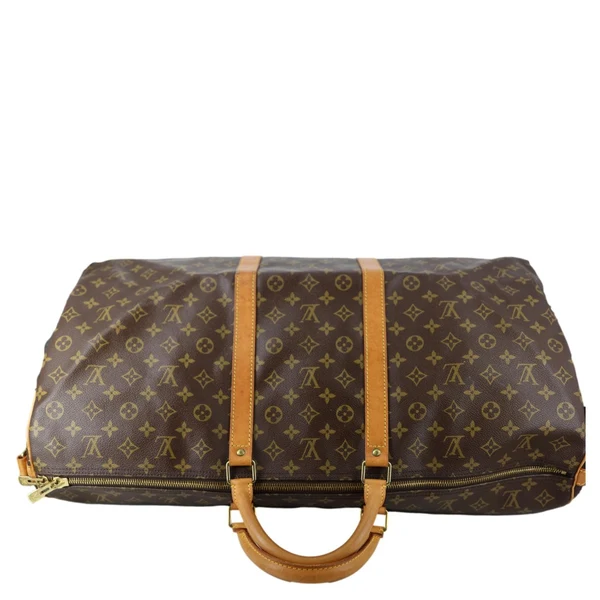 LOUIS VUITTON Keepall 60 Bandouliere Monogram Canvas Travel Bag Brown