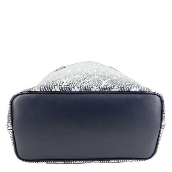 LOUIS VUITTON Neverfull MM Monoglam Jacquard Tote Bag Navy Blue