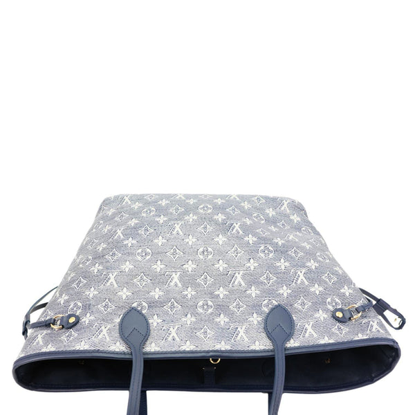 LOUIS VUITTON Neverfull MM Monoglam Jacquard Tote Bag Navy Blue
