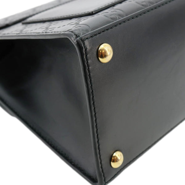 GUCCI Padlock Small Signature Leather Top Handle Crossbody Bag Black 453188