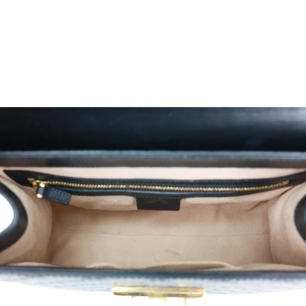 GUCCI Padlock Small Signature Leather Top Handle Crossbody Bag Black 453188