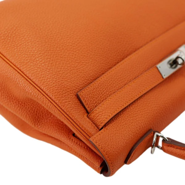 HERMES Kelly 32 Togo Leather Tote Shoulder Bag Orange