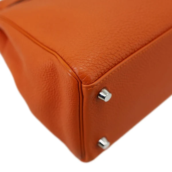 HERMES Kelly 32 Togo Leather Tote Shoulder Bag Orange