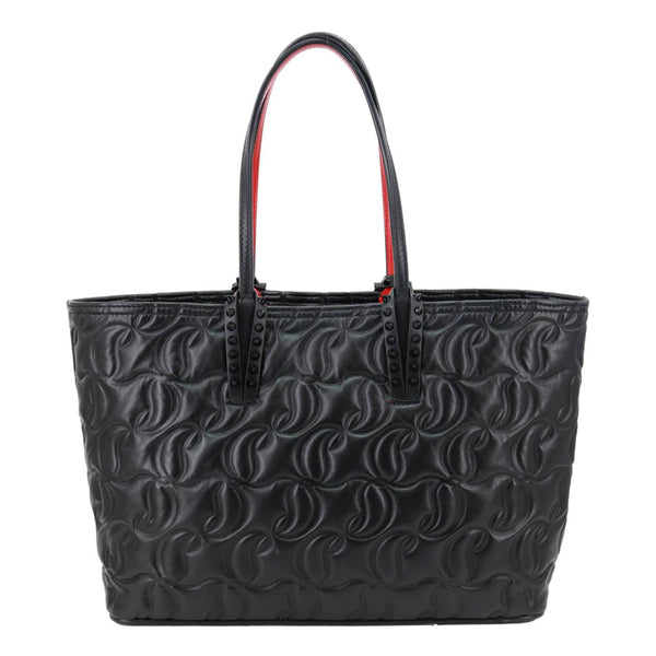 CHRISTIAN LOUBOUTIN Cabata Small East West Nappa Embossed Leather Tote Bag Black
