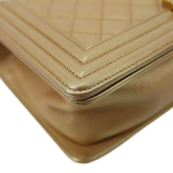 CHANEL Boy Flap Old Medium Quilted Leather Crossbody Bag Gold