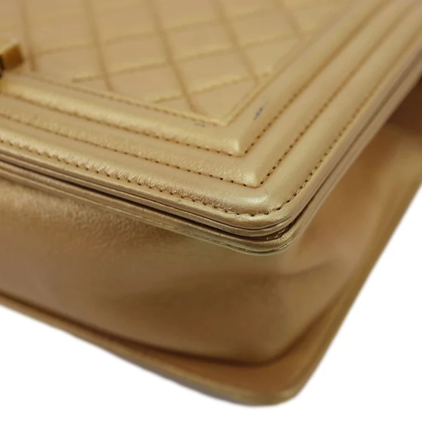 CHANEL Boy Flap Old Medium Quilted Leather Crossbody Bag Gold