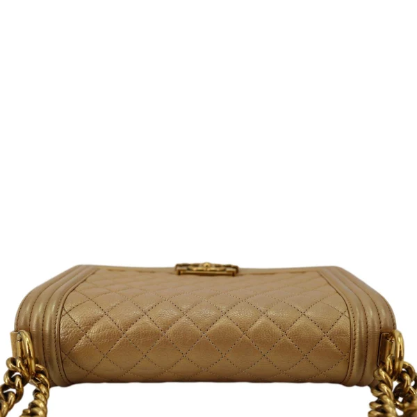 CHANEL Boy Flap Old Medium Quilted Leather Crossbody Bag Gold