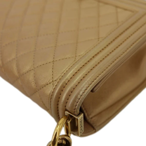 CHANEL Boy Flap Old Medium Quilted Leather Crossbody Bag Gold