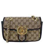 GUCCI GG Marmont Mini Canvas Leather Shoulder Bag Beige 446744