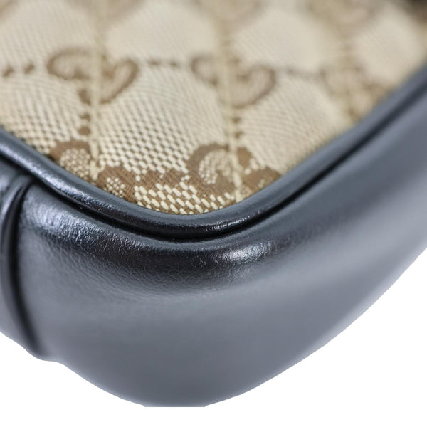 GUCCI GG Marmont Mini Canvas Leather Shoulder Bag Beige 446744